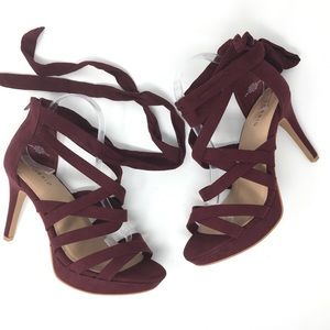Torrid Faux Suede Strappy Ankle Wrap Heel